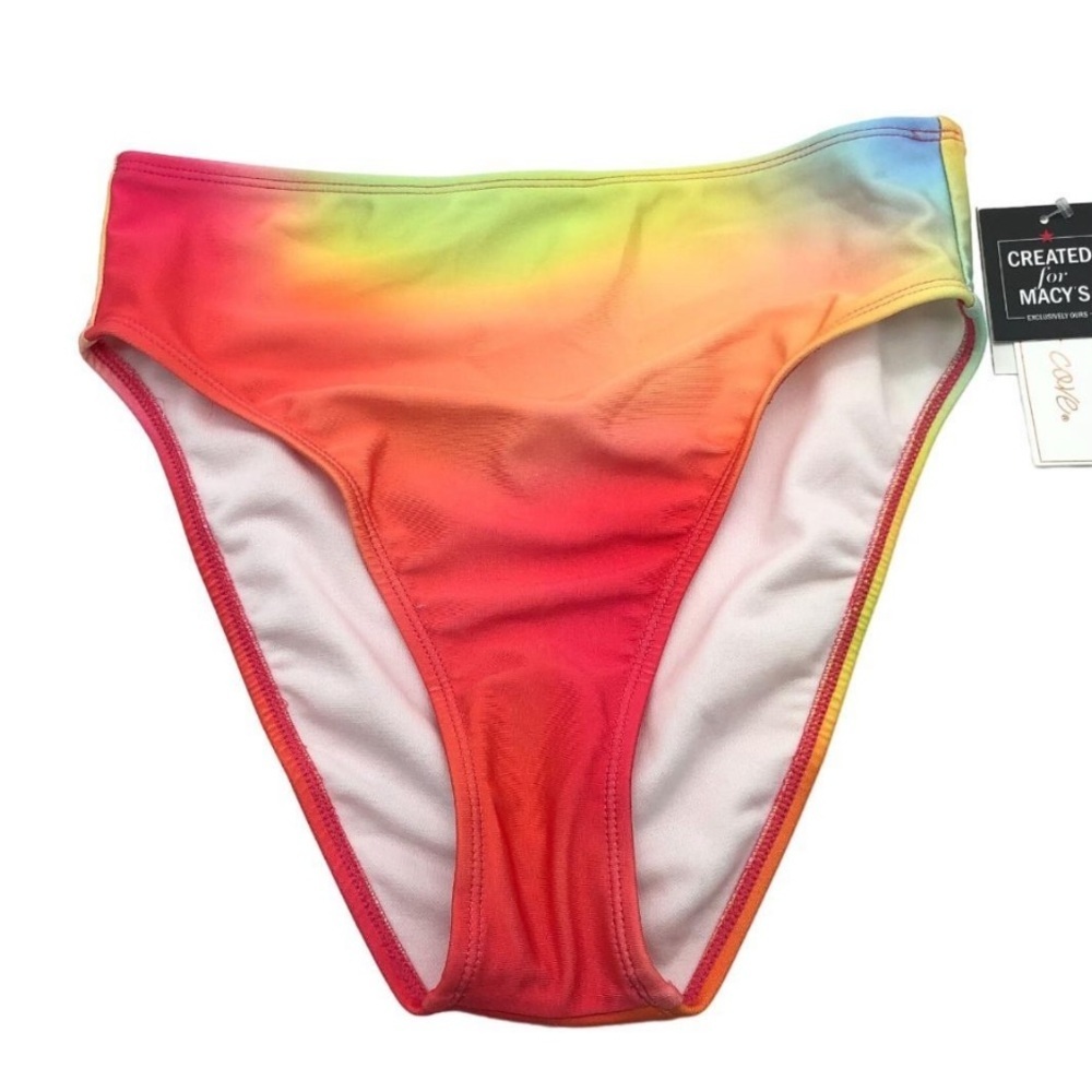 Salt & Cove High Waist Ombre Rainbow Swim Bottoms Junior Large NEW